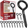 PAMAZY 16pcs Screw Eyes, 2.56 Inch Black Eye Hooks Screw