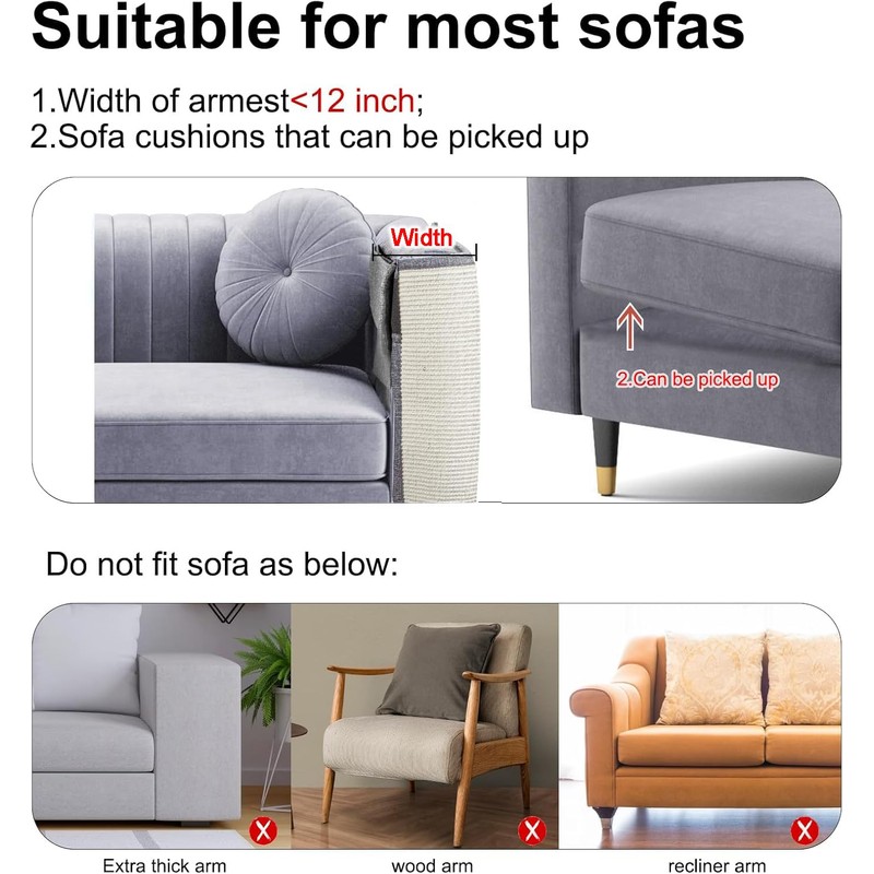 Upgraded Cat Scratch Furniture Protector,Cat Scratch Sofa Arm Sheild with