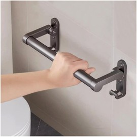 Shower Grab Bar, Folding Grab Bar with Hooks for Tub and Shower, Heavy Duty Shower Handle for Senior Bathroom Grab Bar, Gray30cm