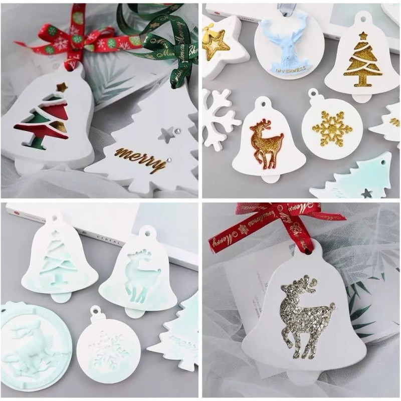 Molde De Resina Para Adornos Navideños De Silicona, 9 Piezas