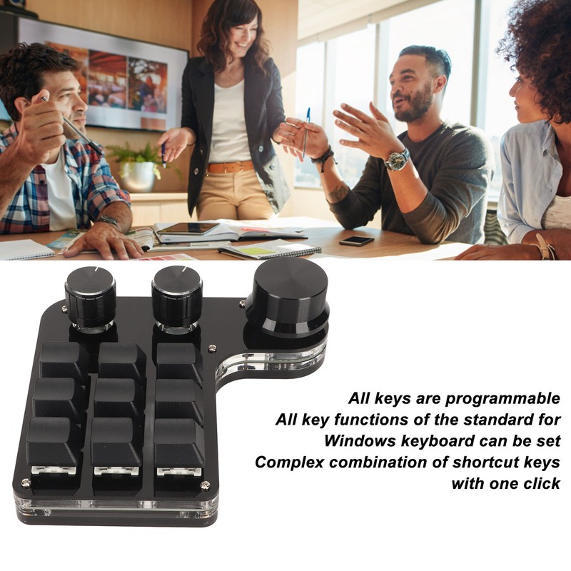 Mini 9 Key Keypad with 3 Knob RGB Light Blue