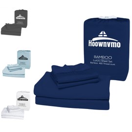 2025 New Bamboo Viscose Luxury Sheet Set,4 Pc Hotel Luxury Bemboo Rayon Sheet Set, 18" Deep Pocket,Cooling Sheets for Hot Ultra Soft Sleepers (Navy, California King)