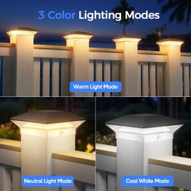 LETMY 2 Pack Solar Post Cap Lights Outdoor, 40 LEDs 4x4 Fence Post Solar Lights Outdoor with 3 Modes, 30 Lumens Waterproof Solar Powered Deck Fence Cap Light for 3.5x3.5 4x4 Vinyl Wooden Posts (Black)