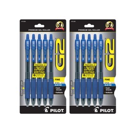 PILOT G2 Premium Refillable & Retractable Rolling Ball Gel Pens, Fine Point, Blue Ink, 10-Pack, (31299)