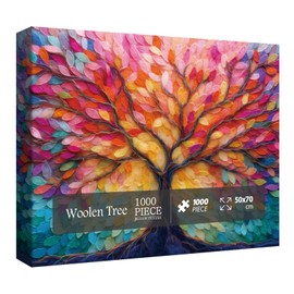 Colorful Tree of Life Puzzle for Adults 1000 Pieces, Impossible Hard Difficult Jigsaw Puzzle, Challenging Art Plant Puzzle