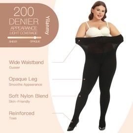 Yilanmy 2 Pairs of Women's Thermal Tights Large Sizes Fleece Lined Winter Tights Plus Size Warm Thick Leggings, black