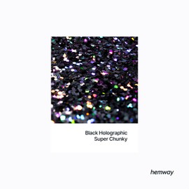 Hemway Polyurethane & Epoxy Resin Glitter 100g / 3.5oz Metallic Crystal Flake Additive for Flooring Jewelry Tumblers Glass Pigment - Super Chunky (1/8" 0.125" 3mm) - Black Holographic