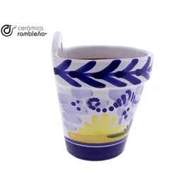 Ceramic Diamond Flower Pot Pendant Flower Pot Hanging Flower Pot Wall Patio Model D125 100% Hand Decorated 13.5 x 12 x 16 cm