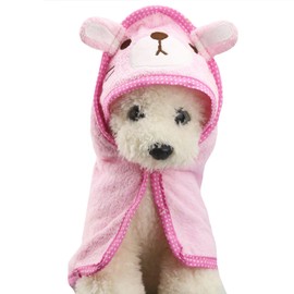 Goclothod Pet Hooded Bath Towel Cartoon Drying Bath Towel Absorbent Large Bathrobe Warm Blanket