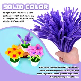 TOAOB 100pcs Pipe Cleaners Purple Pipe Cleaners Chenille Stems 6mm x 12 Inch Pipe Cleaners Craft Supplies for Art DIY Crafts Decorations