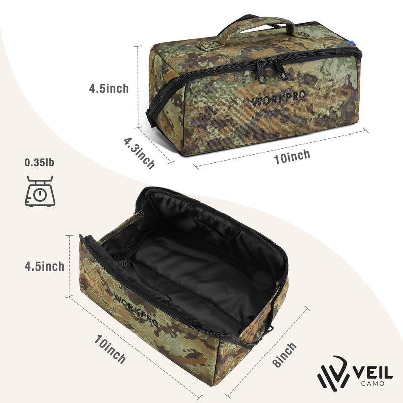 WORKPRO Tool Bag with Zipper, 10" Utility Wide Mouth Heavy