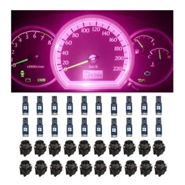 Dickno 20 PCS T5 Led Lights for Car Dashboard, High Light 3030-3SMD Replacement with Twist Lock Socket, Led Bulb for Gauge Cluster Indicator Dashboard Instrument Panel Lights (Purple)