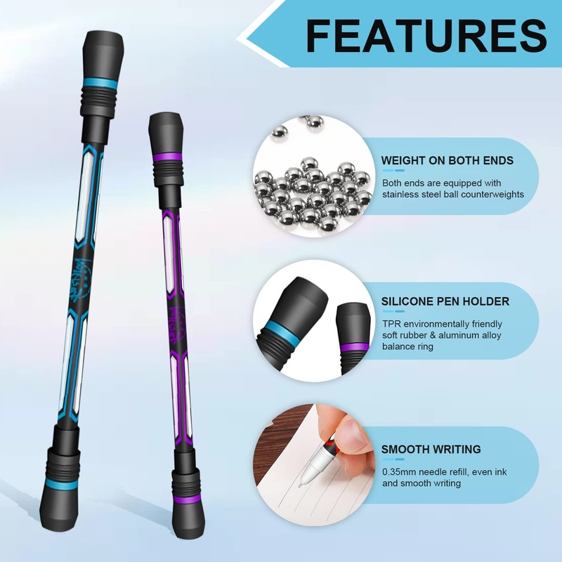 RoserRose 4-Piece Spinning Pen, Rotating Pen, Rolling Finger Rotation Pens,