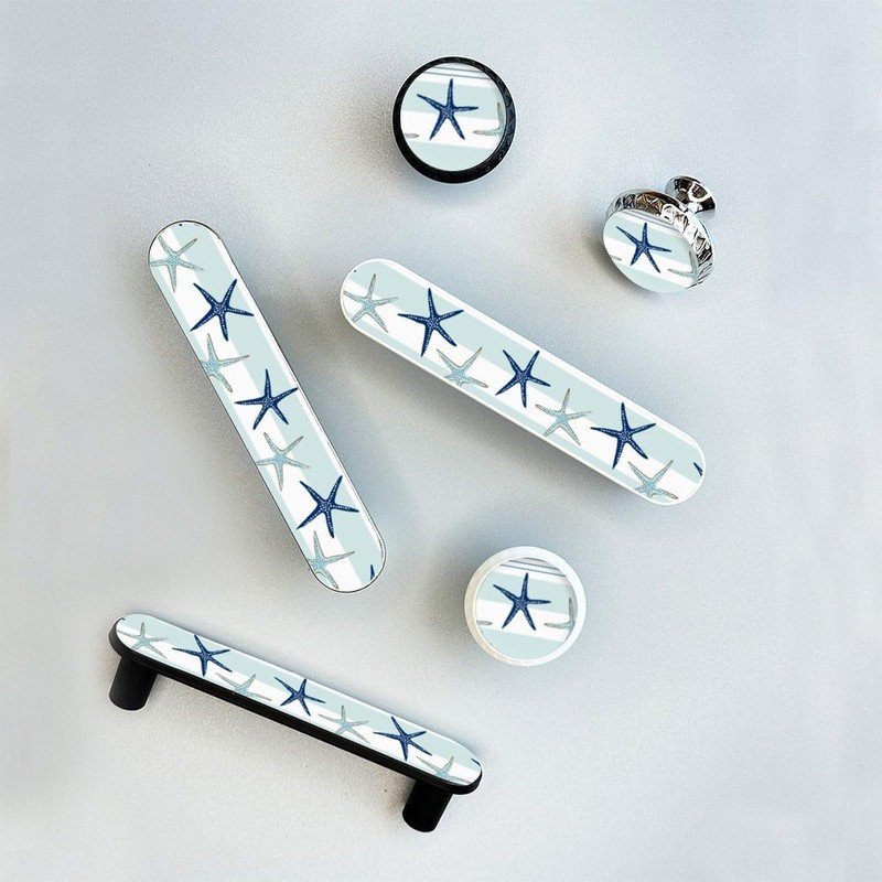 Elohiym 4 Pack Blue Starfish Cabinet Pull 3-3/4 Inch (96