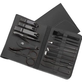 16 Piece Grooming Kit - Surgical Grade Steel Kit, Manicure, Pedicure, Facial, Hand, Foot, Nail, Intimate, Personal Care & Style, Rust-proof Powder Coated, Leather Pouch, Unisex, Travel Essential, Gift