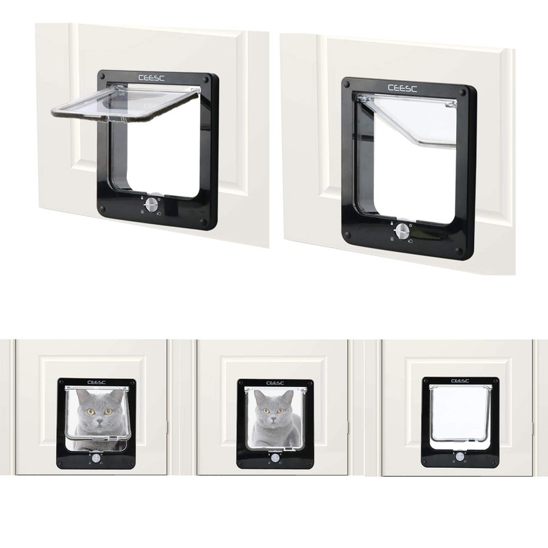 CEESC Cat Flap, Magnetic Pet Door with Rotary 4 Way