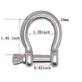 2 Pcs 3/8 Inch Screw Pin Anchor Shackle, MYYZMY 304 Stainless Steel Shackles for Chains Wirerope, 10 mm