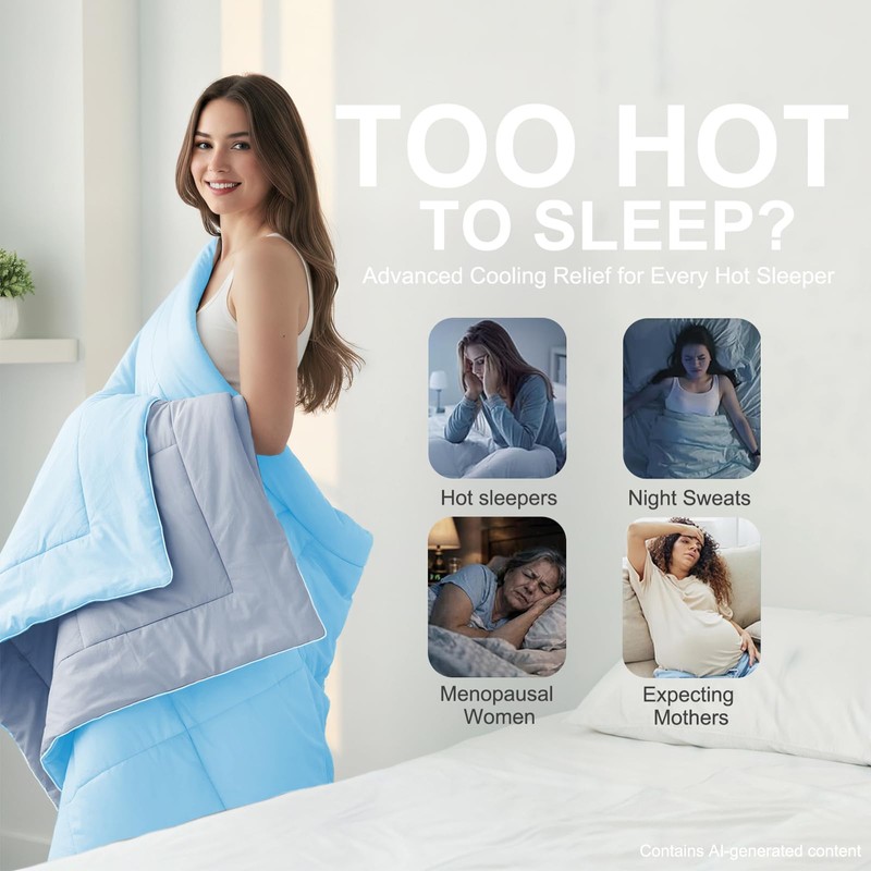 Seyfote Summer Cooling Comforter King Size, Blue & Gray, 90