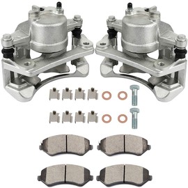 2pcs Brake Calipers & 4pcs Brake Pads ROADFAR Front fit for 2002-2007 for Jeep Liberty