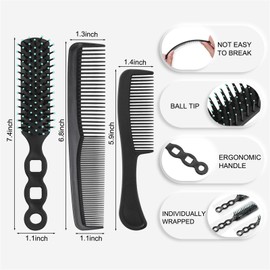 Gisdo 120 Pcs Hair Brush and Comb Set in Bulk,Individually Wrapped, Bulk Comb Brush Hairbrush for Women Kids Hotel Homeless Charity (Black)