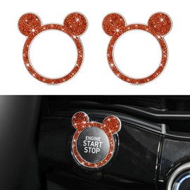 QZTYTY Bling Car Engine Start Button Cover, Push Start Button Cover, Car Crystal Rhinestone Engine Start Ring Stickers, Bling Decor Car Emblem Sticker Car Accessories for Women Girls (Orange, 2PCS)
