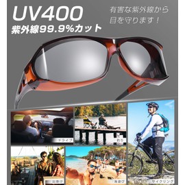 TINHAO Polarized Over-Glass, Polarized Sunglasses, Over Glasses That Can Be Worn Over Glasses, Bent Lens, Polarized Glass, UV Protection, Reflective, Prevents Glare, Driving, Golf, Fishing, Outdoors, Sports, Polarized Sunglasses