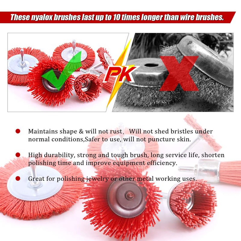 Swpeet 6Pcs Nylon Filament Abrasive Wire Brush Wheel & Cup