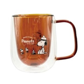 Marimo Craft SNOOPY SPZ-3648 Double Wall Heat-resistant Glass, Brown, Beagle, Scout, Approx. Φ3.0 x 3.9 inches (75 x 100 mm)
