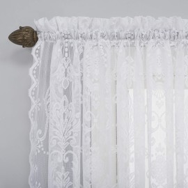No. 918 Ariella Floral Lace Rod Pocket Curtain Panel, 58" x 84", White