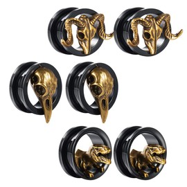Cooear Gauges Ear Plugs and Tunnels Black Screw Back Earrings Upgrade Piercing 1 Pair Gift Packing Stretchers 6 mm to 25 mm., Stainless Steel
