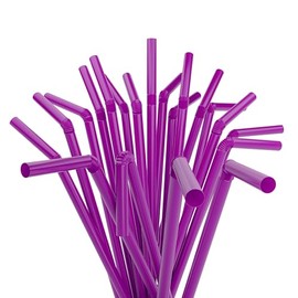 Flexible Plastic Drinking Straws - 7.75" x 0.23" (250, Purple)