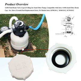 Drain Valve Cap Compatible with Intex Pools 11456 & 11385 Sand Filter Drain Cap with O-Ring for Above Ground Pool, Drain Plug Cap for Sand Filter Pumps and Combo Replacement Parts,SF90110-1,SF60110-2
