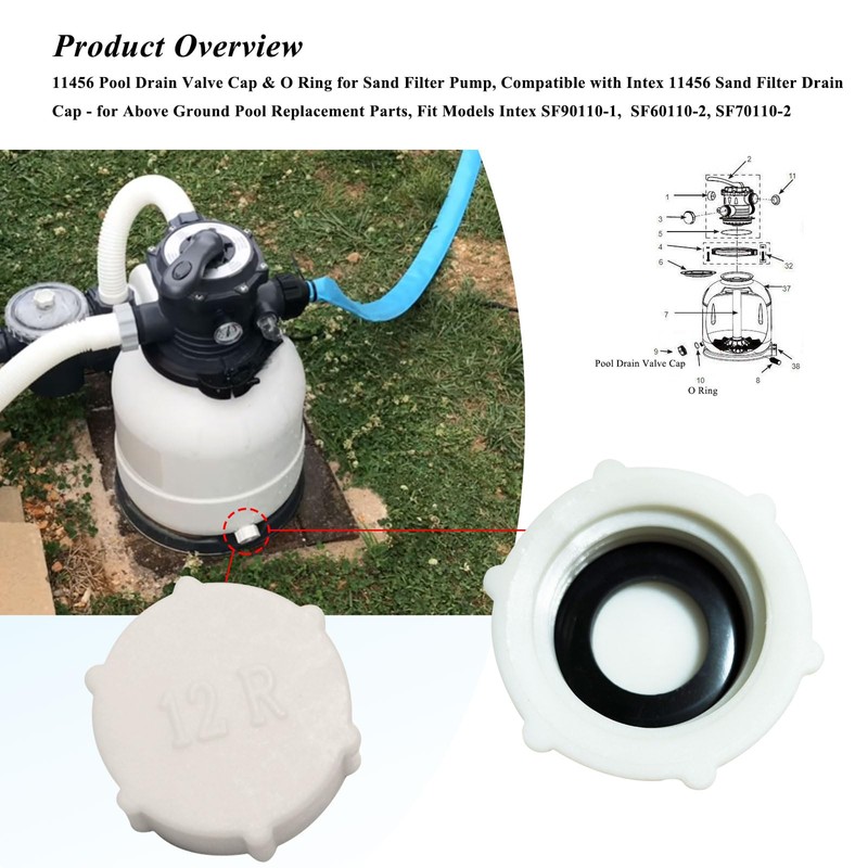 Drain Valve Cap Compatible with Intex Pools 11456 & 11385