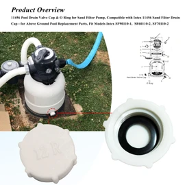 Drain Valve Cap Compatible with Intex Pools 11456 & 11385 Sand Filter Drain Cap with O-Ring for Above Ground Pool, Drain Plug Cap for Sand Filter Pumps and Combo Replacement Parts,SF90110-1,SF60110-2