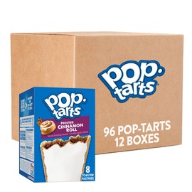 Pop-Tarts Toaster Pastries, Breakfast Foods, Kids Snacks, Frosted Cinnamon Roll (12 Boxes, 96 Pop-Tarts)