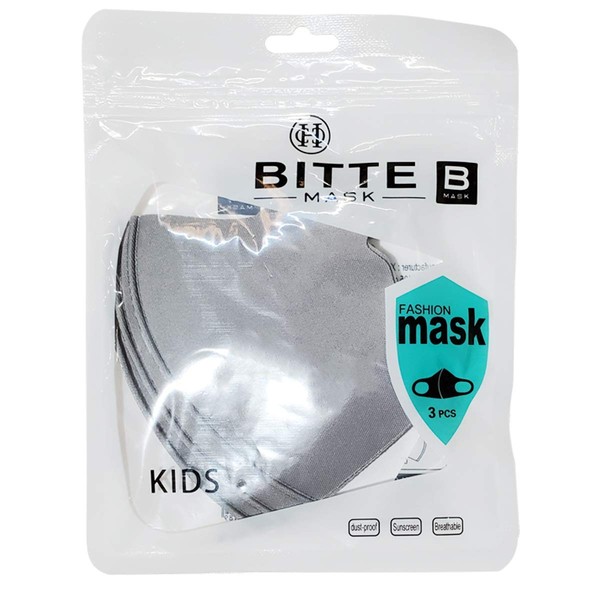 Cocohoney Bitte Fashion Face Mask for KIDS (3pcs/bag) (Gray)