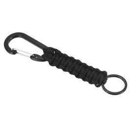 PATIKIL Paracord Keychain, Braided Lanyard Key Clip D Rings Leather Belt Survival Keychains for Keys, Men, Women, Black