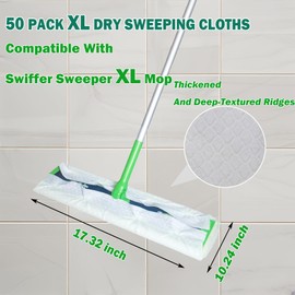 SoliFairy XL Dry Sweeping Cloths, XL Dry Pad Refills for Swiffer Sweeper XL Mop, X-Large Disposable Sweeping Cloths Multi Surface Floor Mop Pad Refills for Floor Cleaning, 50 Count