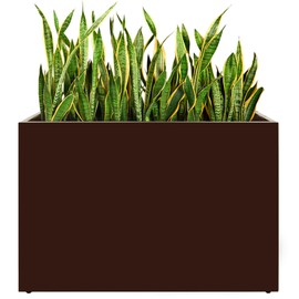 TISUWING Metal Rectangular Planter, 35.5"x 10"x 28" Brown Planter Box for Outdoor, Easy Installation Galvanized Steel Planter with Drainage Holes, Outdoor Planter for Porch/Patio/Garden