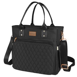 EASYA Large Insulated Lunch Bag for Work, Women's Nylon Thermal Lunch Box, Leakproof Cooler Tote Bag with Storage Pocket (Black)