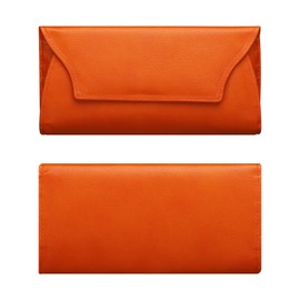 XEYOU Slim Card Wallet for Women Ultra Thin Synthetic Leather Womens Wallet RFID Blocking Credit Card Holder Bifold Clutch Long Ladies Billfold, Orange, Modern