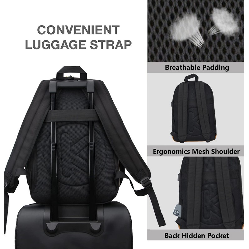 KOPHLY Casual Lightweight Laptop Backpack with USB Charging Port For