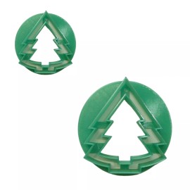 AJT CHRISTMAS TREE SET 2 SIZES CONCHA COOKIE CUTTER MEXICAN SWEET BREAD STAMP PR1801