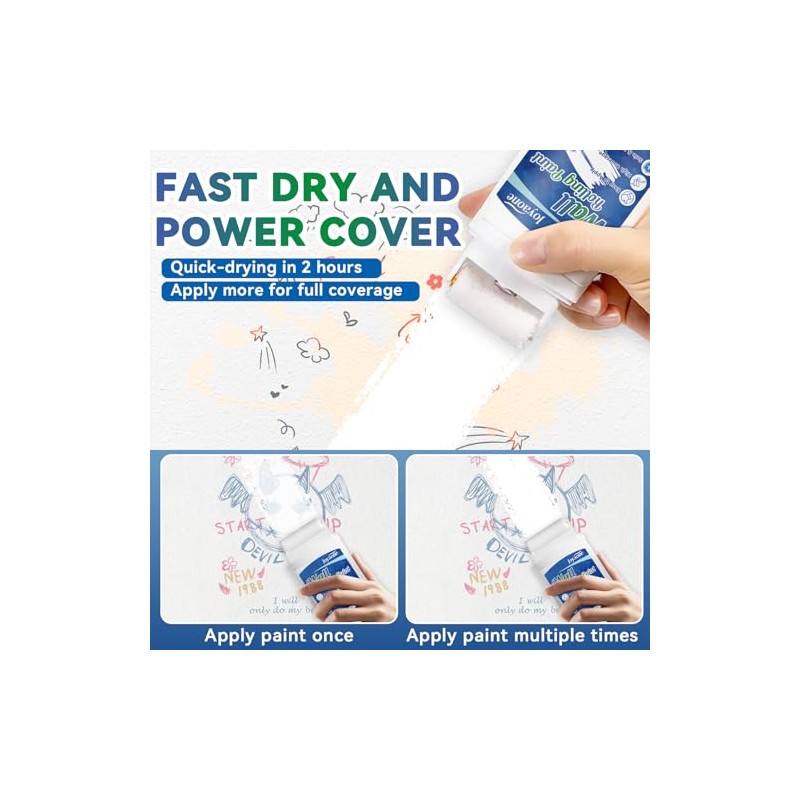 White Paint for Wall, Fast-Drying Paint Roller Brush, Water-Based Wall