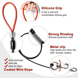 Mi Metty Chew Proof Heavy Duty Leash for Dogs Up to 250 Pound,Metal Cable Lead Made of Coated Wire Rope with Soft Padded Handle，Chew Resistant Dog Leash for Large and Medium Dog 【5 Feet Long-Black】