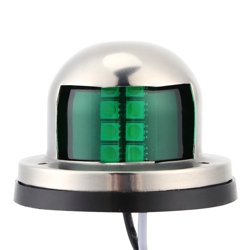 2pcs 12V Red Green LED Navigation Lights Stainless Steel Sailing