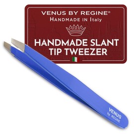 Venus by Regine Slant Tweezers - Handmade Precision Tool for Women & Men, 25-Degree Angle for Shaping Eyebrows & Grooming Facial Contours, Suitable for Eyebrow & Facial Hair Removal (Navy)