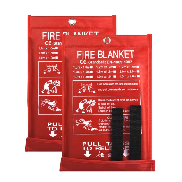 Fire Blanket Fire Guardian Blanket and Fire Blanket Fire Suppression Blankets for Kitchen, Bedroom, People- Energency Safety (40"x40") (White (2 Pack))