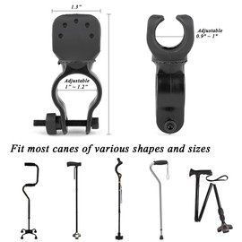 BAOZENP Universal Cane Holder for Drive Rollator, Wheelchair, Walker, Elderly Crutches Stick Bracket Accessories, 1" ID (2 PCS)