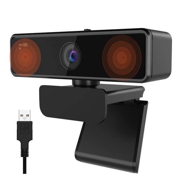 Nuroum Webcam, Full HD 1080P, 60FPS, 4 Megapixels, 90° Wide